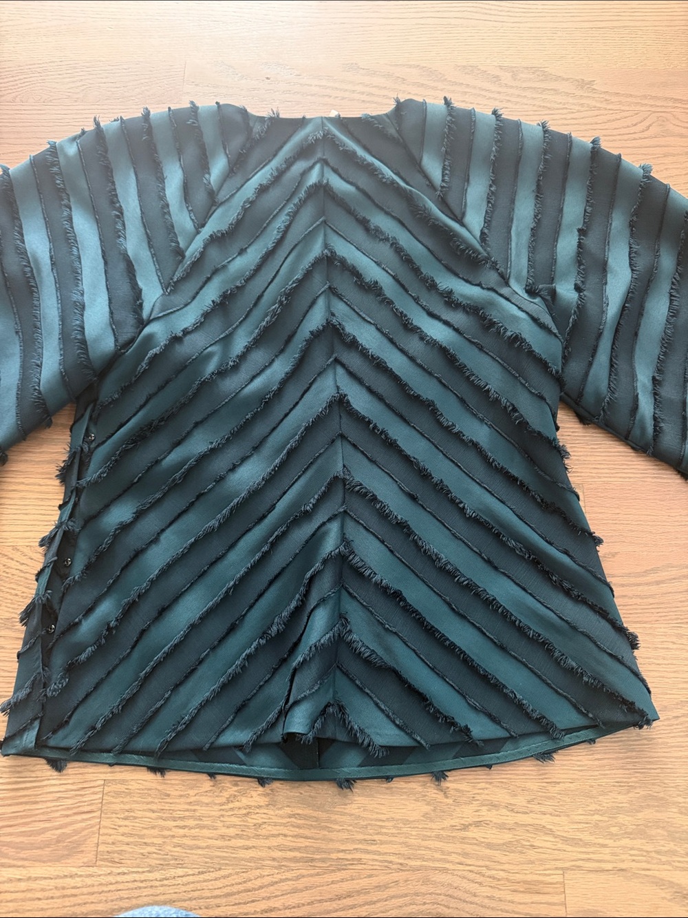 Rebecca Taylor Forest green Chevron-Textured Blouse - Picture 5 of 7